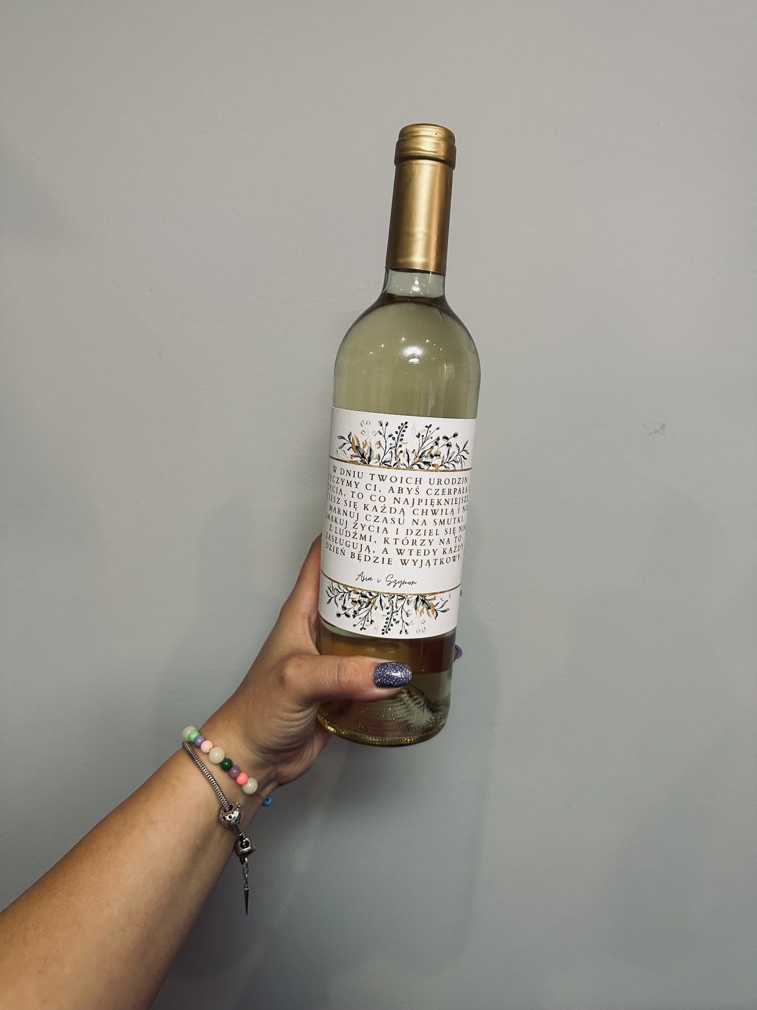 Naklejka ślubna na wino