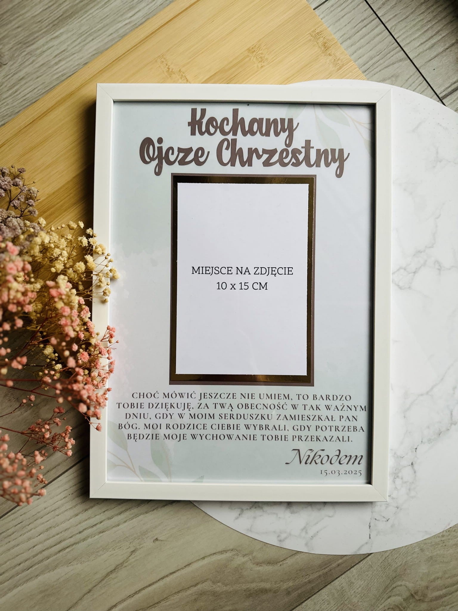 Podziękowania na Rodziców Chrzestnych - ramka A4