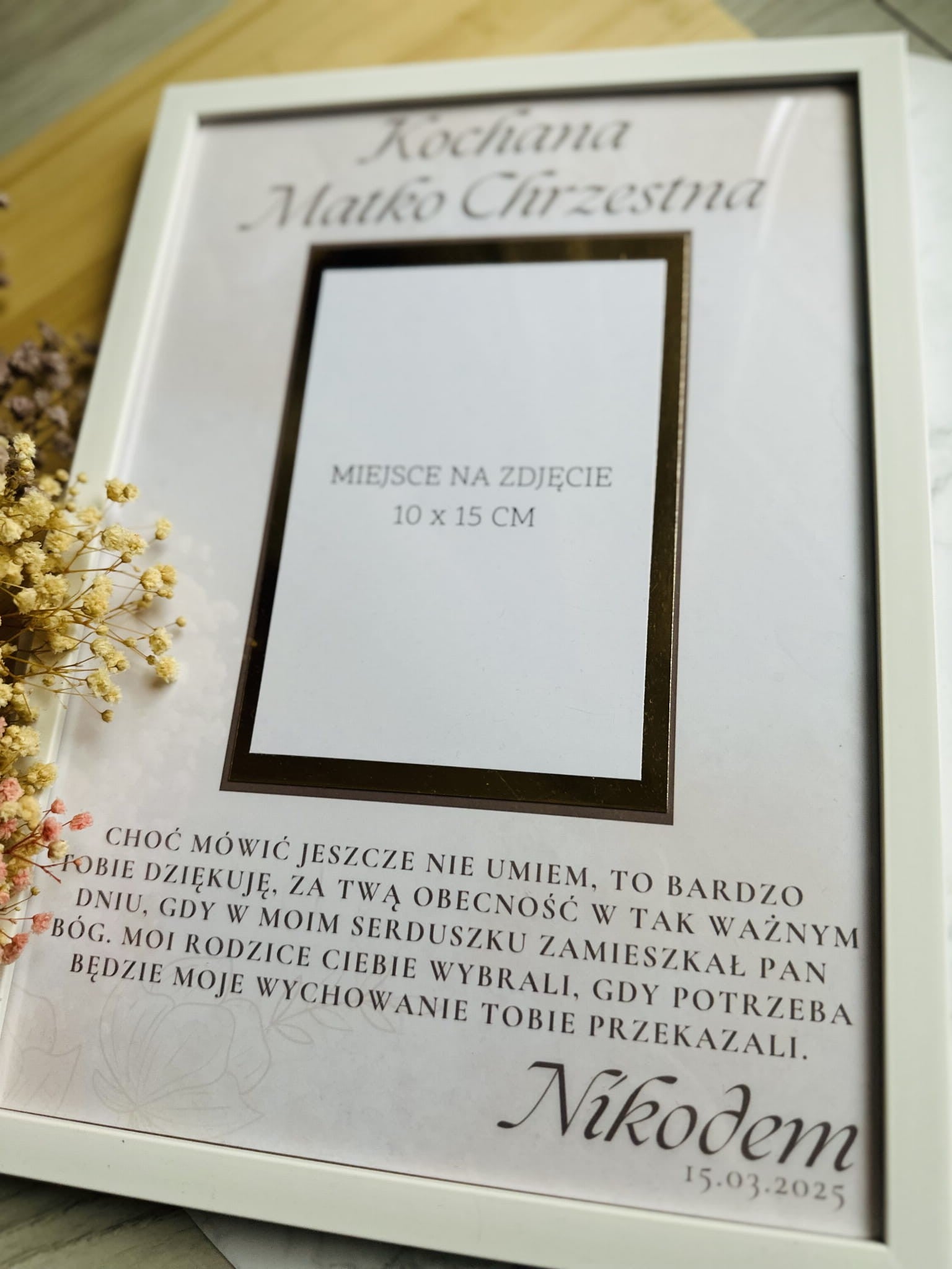 Podziękowania na Rodziców Chrzestnych - ramka A4